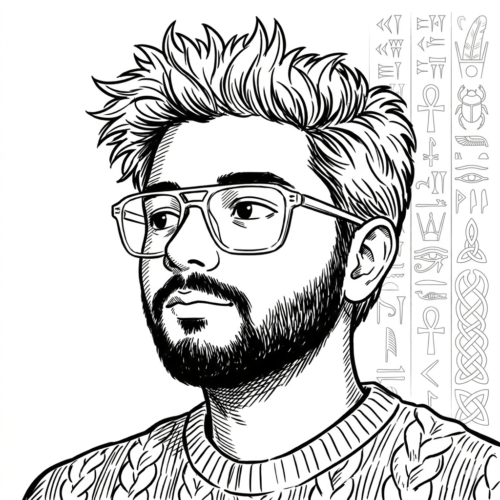Illustrated portrait of Pratham Sarang